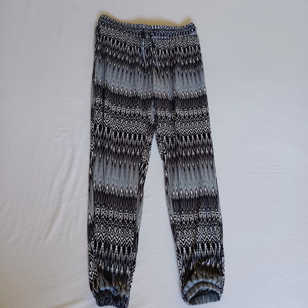 Hot Kiss Black and Gray Joggers with Elastic Waistband Sz M
